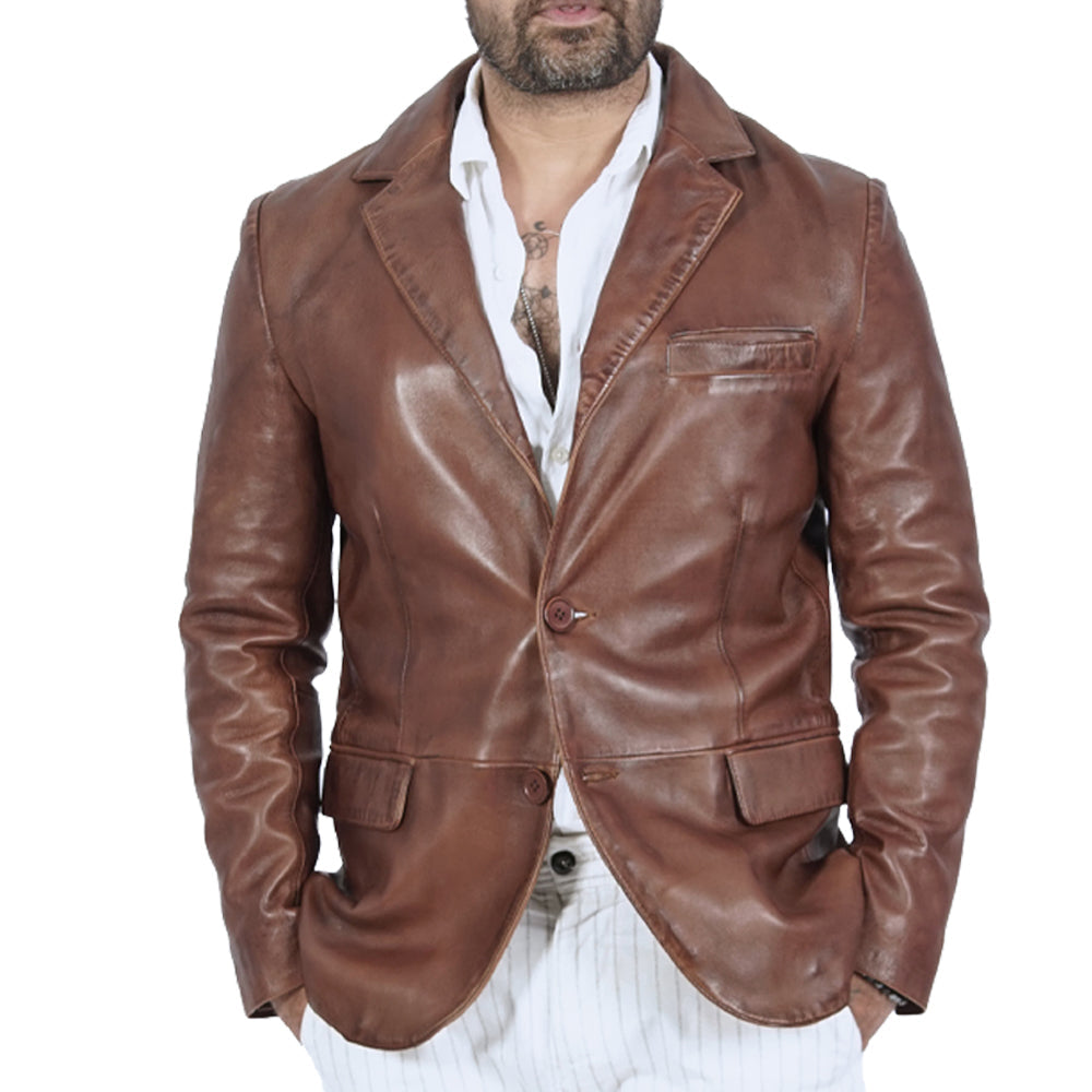 Harper Vintage Leather Blazer