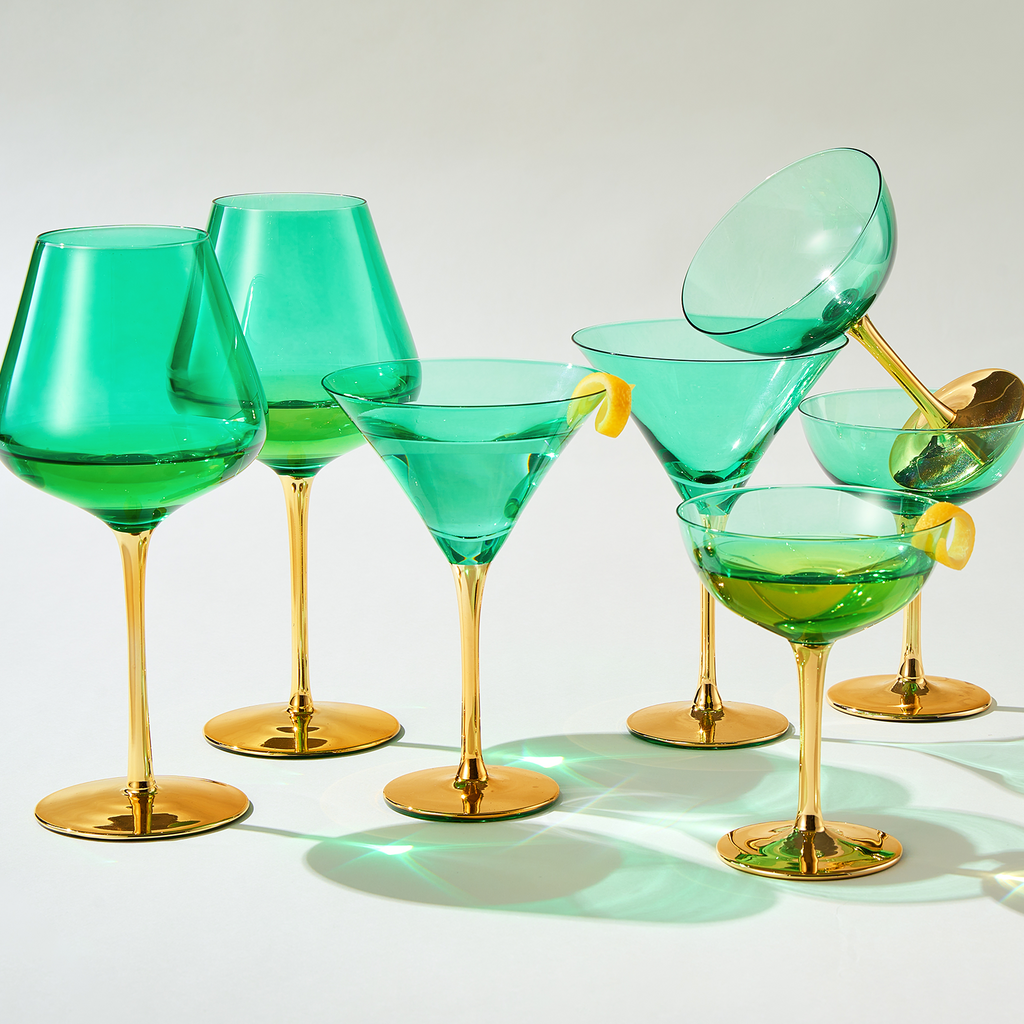 Deco Martini Cocktail Glassware, Set of 4