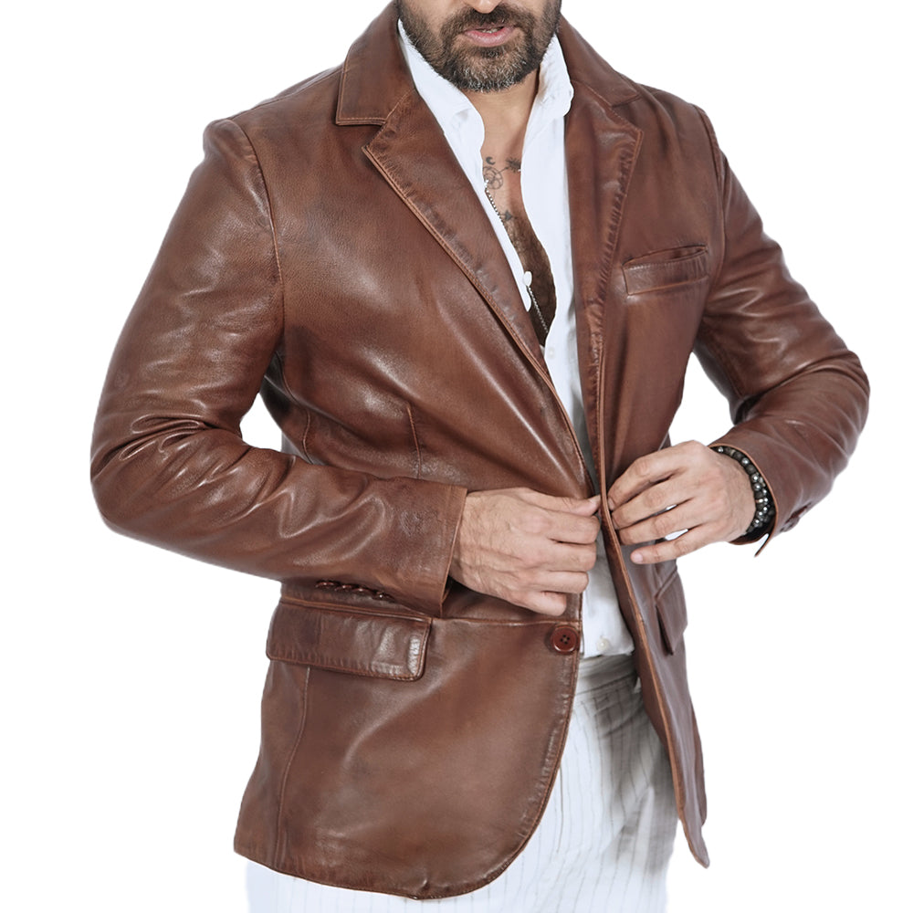 Harper Vintage Leather Blazer