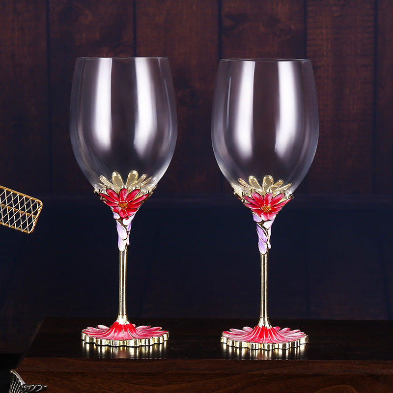 European enamel red wine glass gift cup