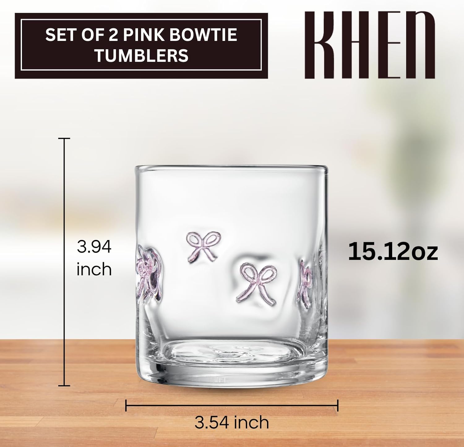 Coquete Bowtie Cocktail Juice Glass | Set of 2 | Blush Pink