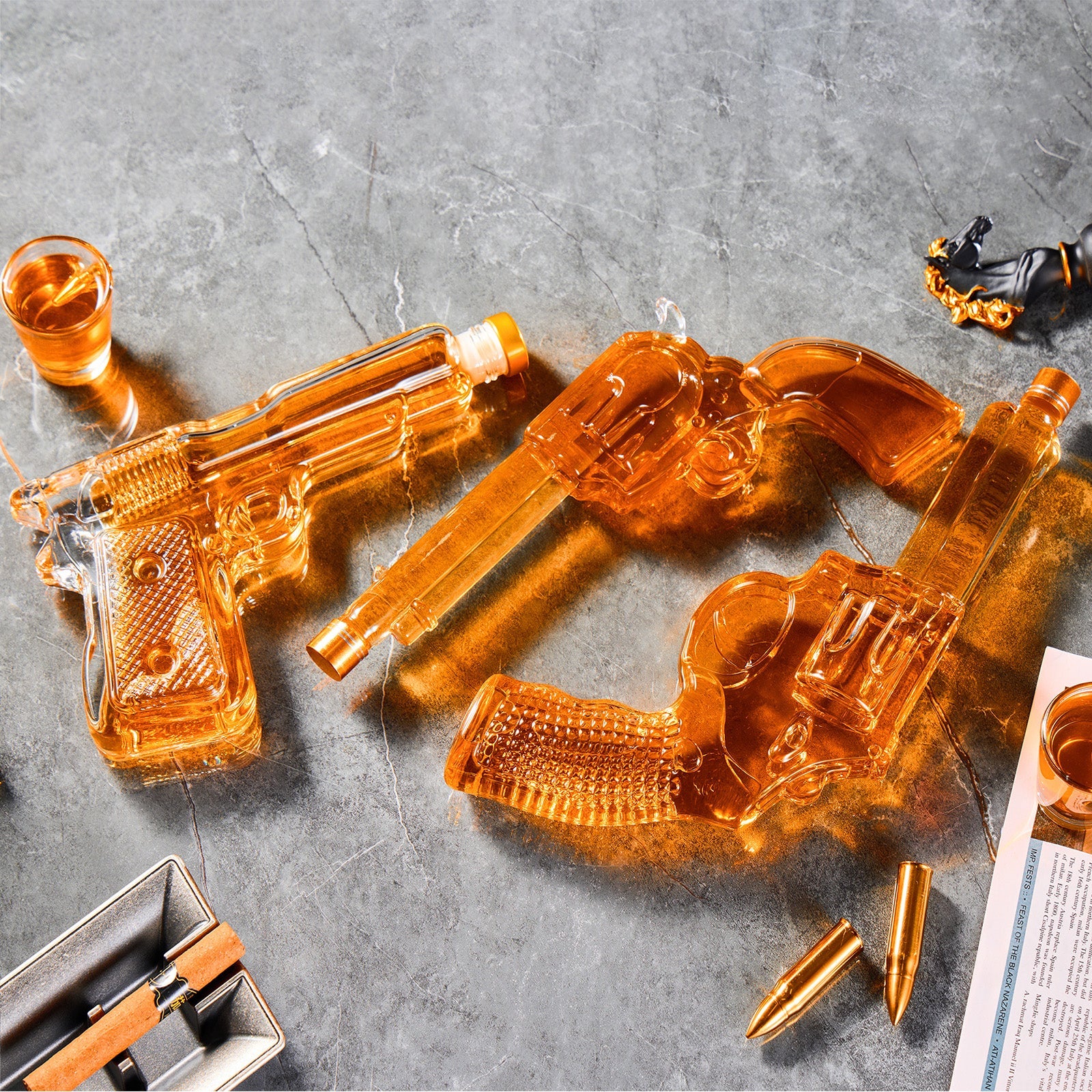 3 Gun Whiskey Decanter Set