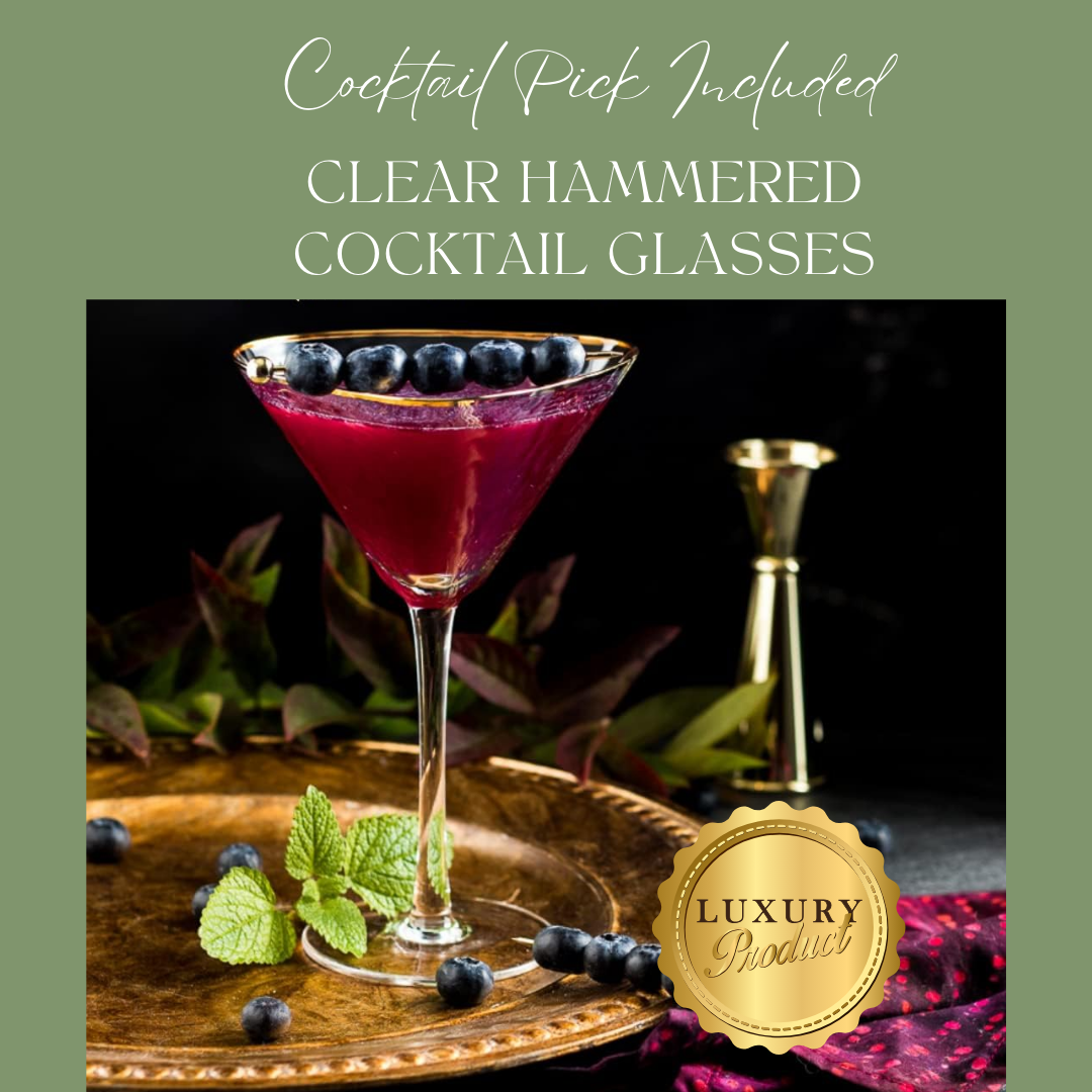 Clear Hammered Martini & Cocktail Glasses