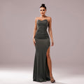 Women Clothing Chest Wrapped off Neck Slim Fit Sheath Cocktail Fishtail Evening Dress