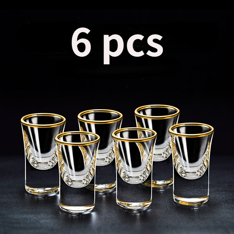 Dlight Decor 6pc Gold Rim Spirits Glass Set – Gilt Small Wine & Baijiu Cups