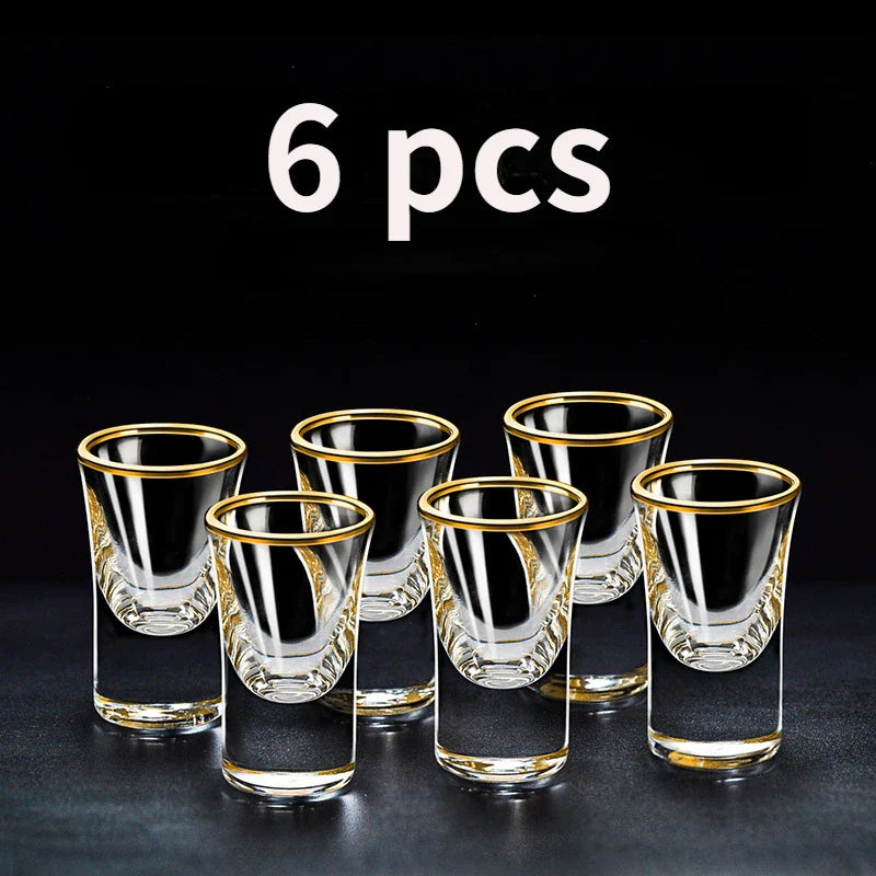 Dlight Decor 6pc Gold Rim Spirits Glass Set – Gilt Small Wine & Baijiu Cups