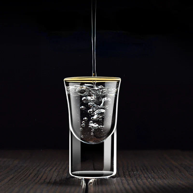 Dlight Decor 6pc Gold Rim Spirits Glass Set – Gilt Small Wine & Baijiu Cups