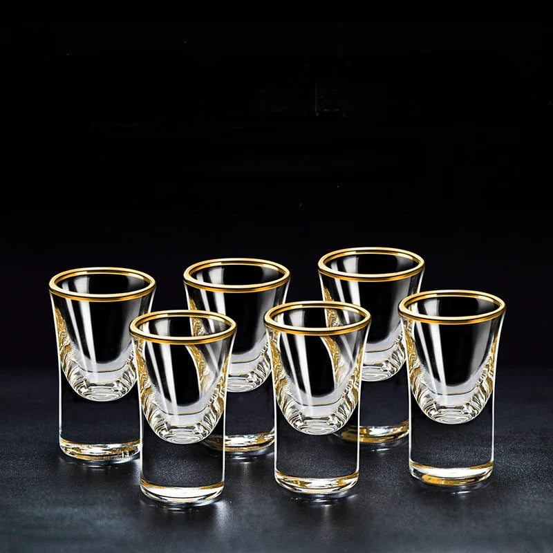 Dlight Decor 6pc Gold Rim Spirits Glass Set – Gilt Small Wine & Baijiu Cups