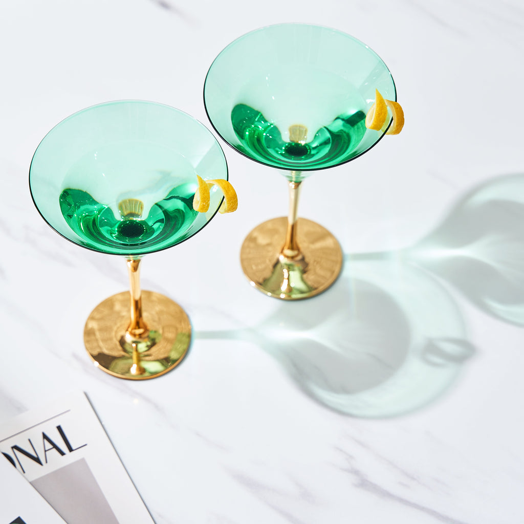 Deco Martini Cocktail Glassware, Set of 4