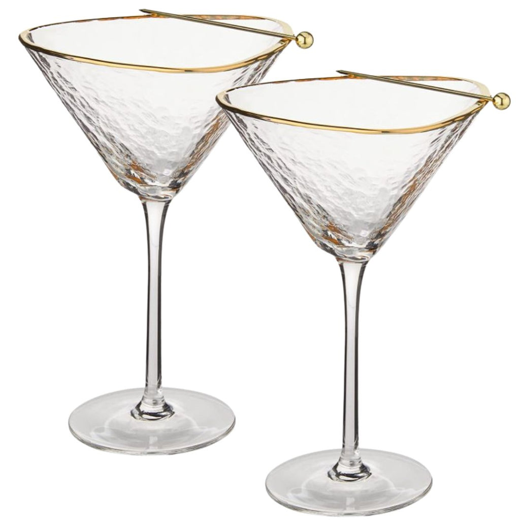 Clear Hammered Martini & Cocktail Glasses