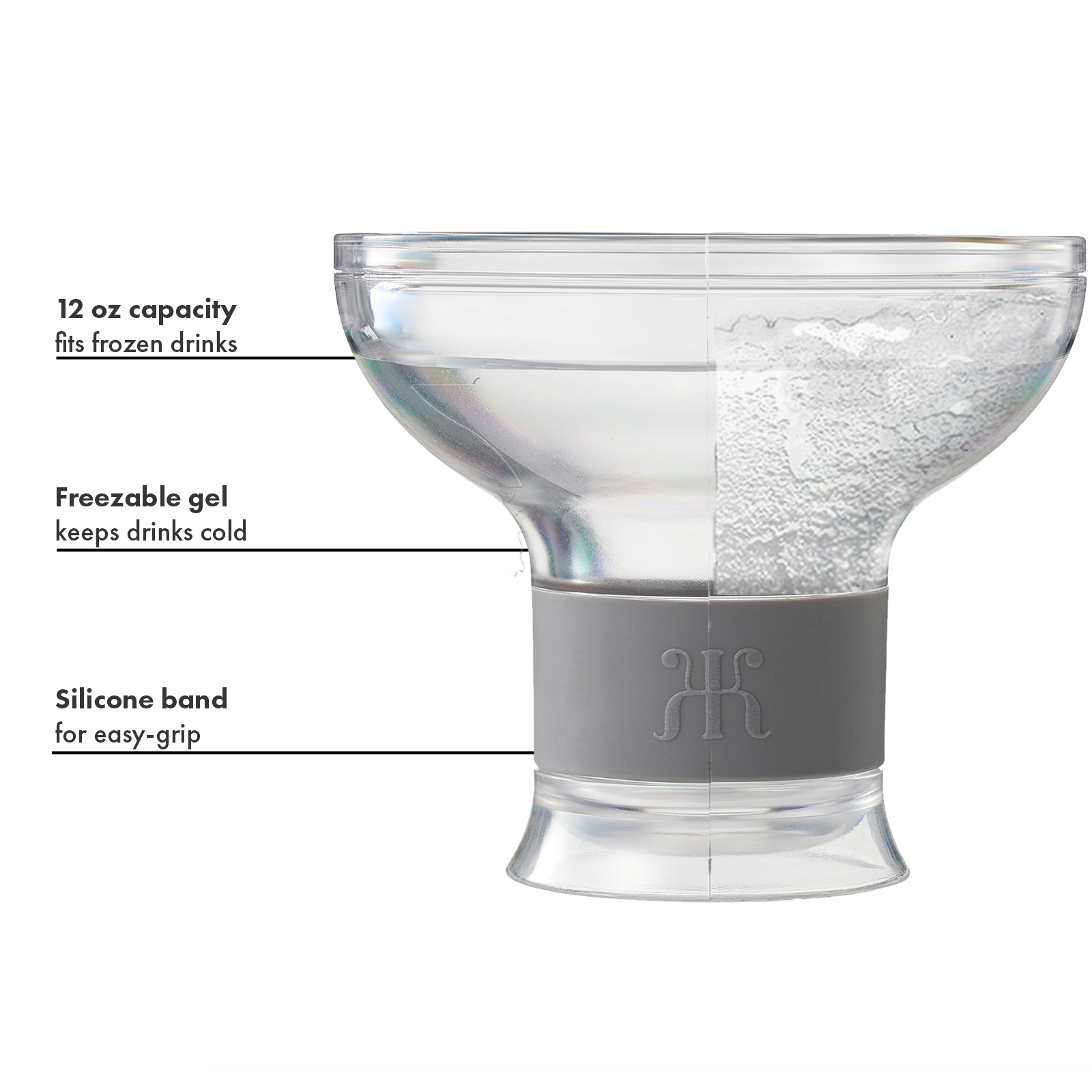 Eze Frozen Margarita & Cocktail Chiller Glasses, Acrylic, Set of 4