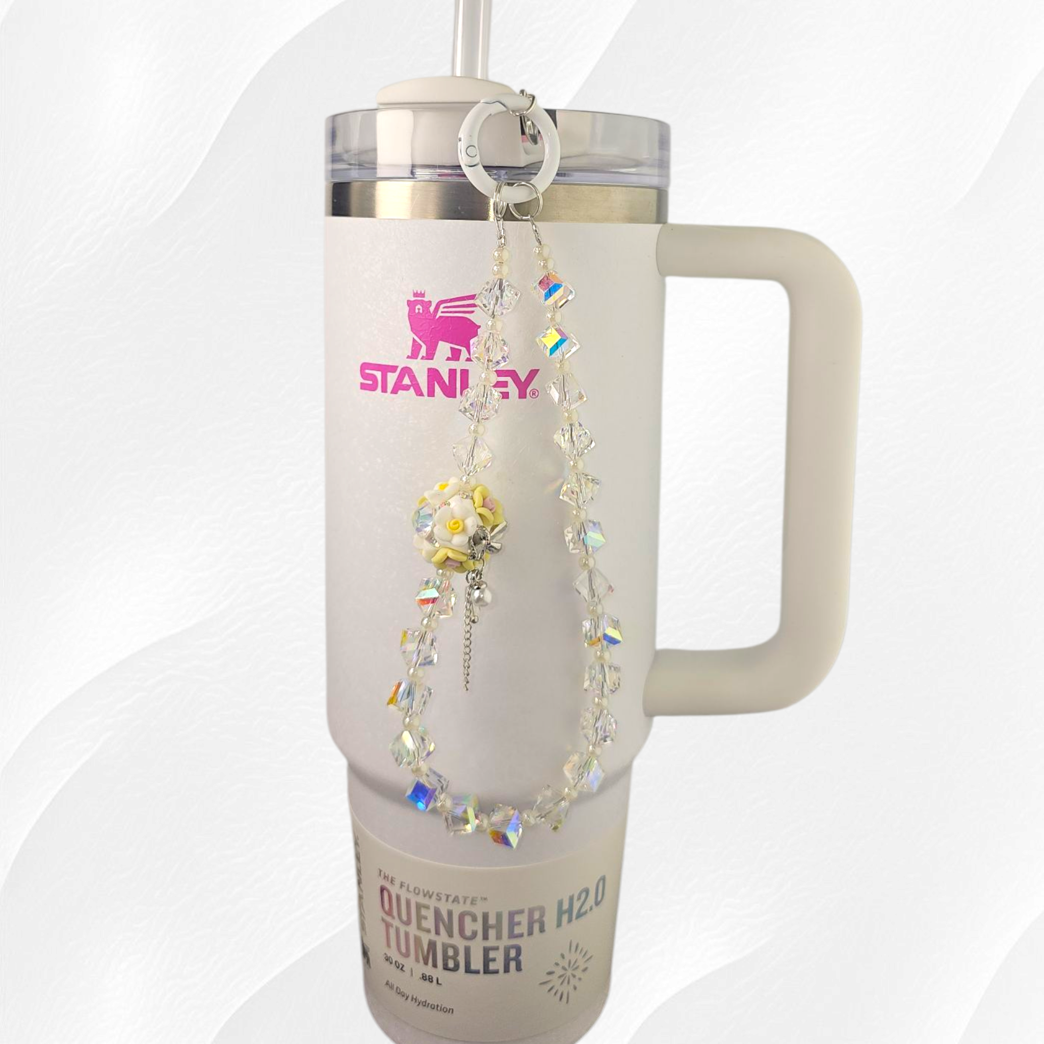 Flower Beaded Tumbler Charm Necklace