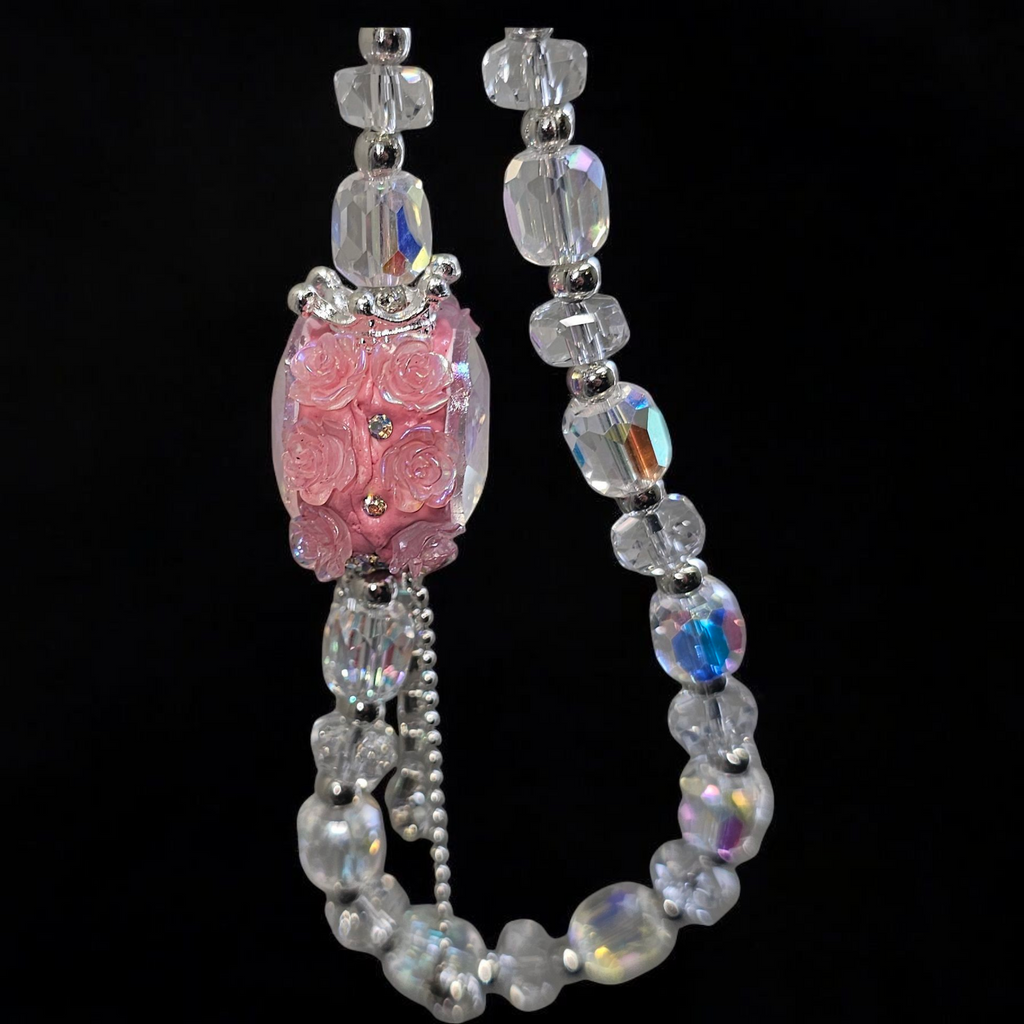 Deluxe Princess Beaded Tumbler Charm Necklace  - Princess Pink