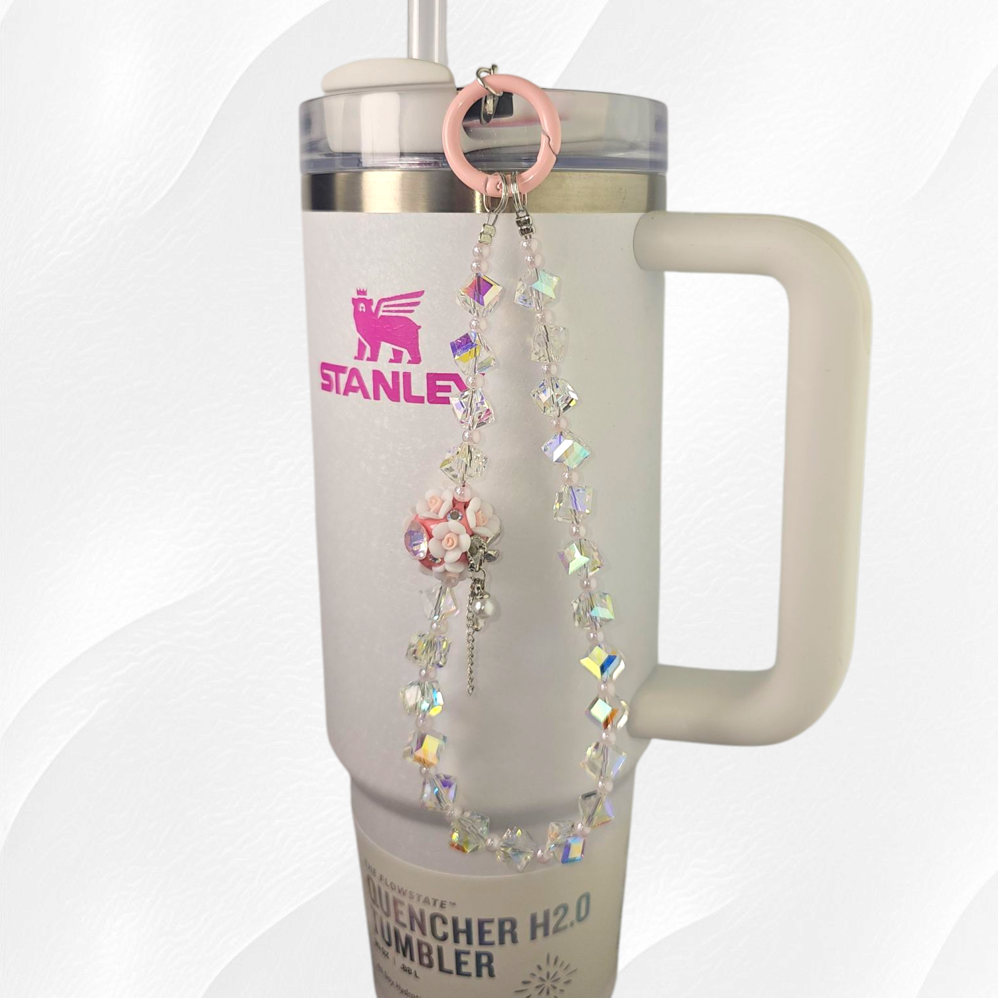 Flower Beaded Tumbler Charm Necklace