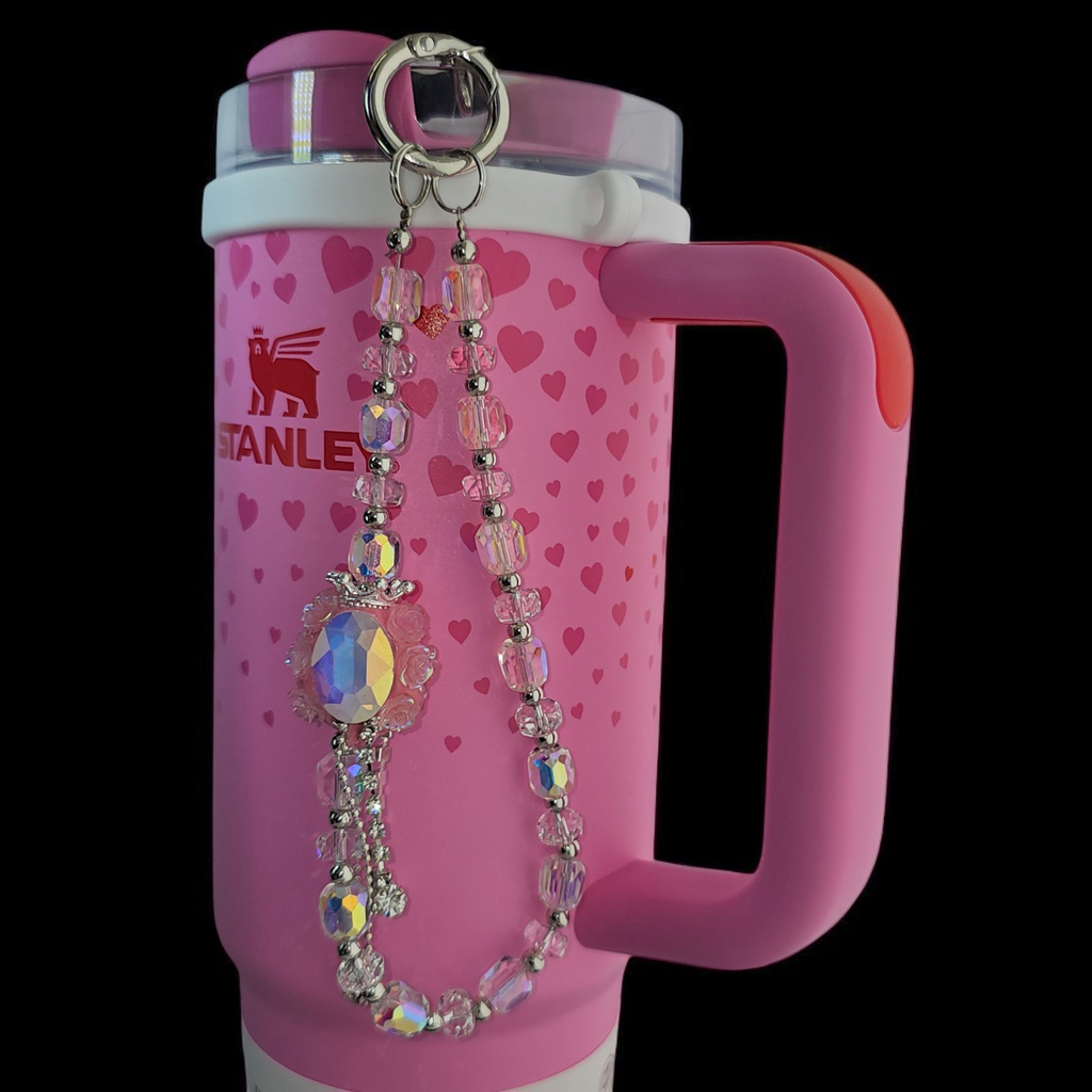 Deluxe Princess Beaded Tumbler Charm Necklace  - Princess Pink