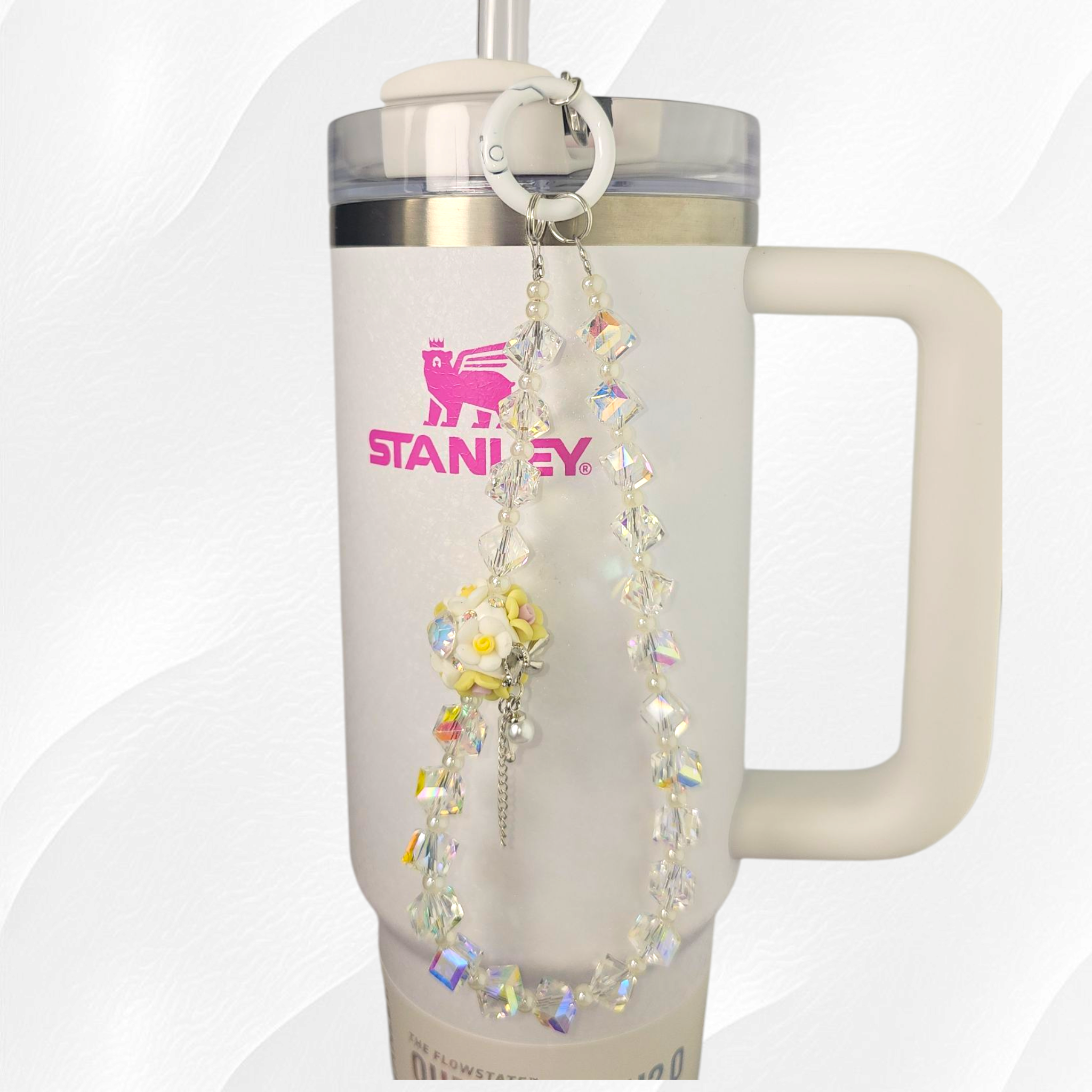 Flower Beaded Tumbler Charm Necklace