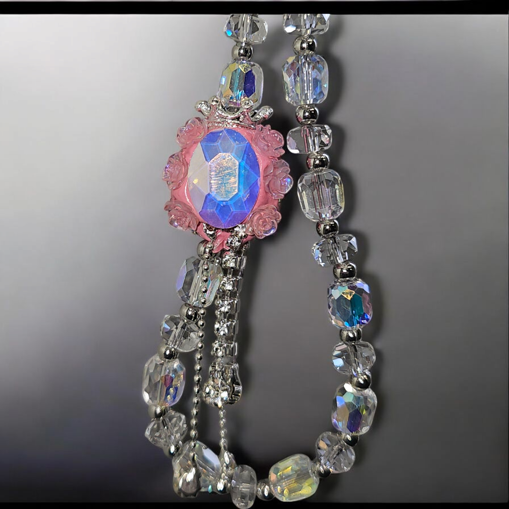 Deluxe Princess Beaded Tumbler Charm Necklace  - Princess Pink