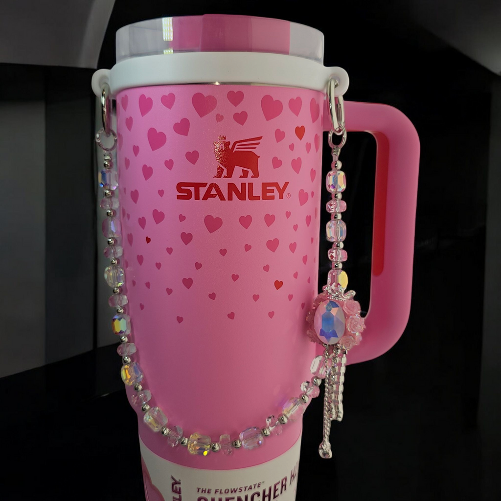 Deluxe Princess Beaded Tumbler Charm Necklace  - Princess Pink